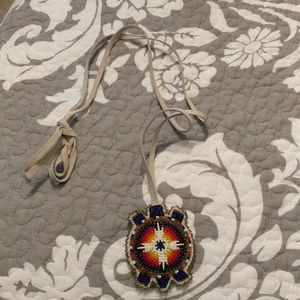 Native hand made beaded and leather turtle